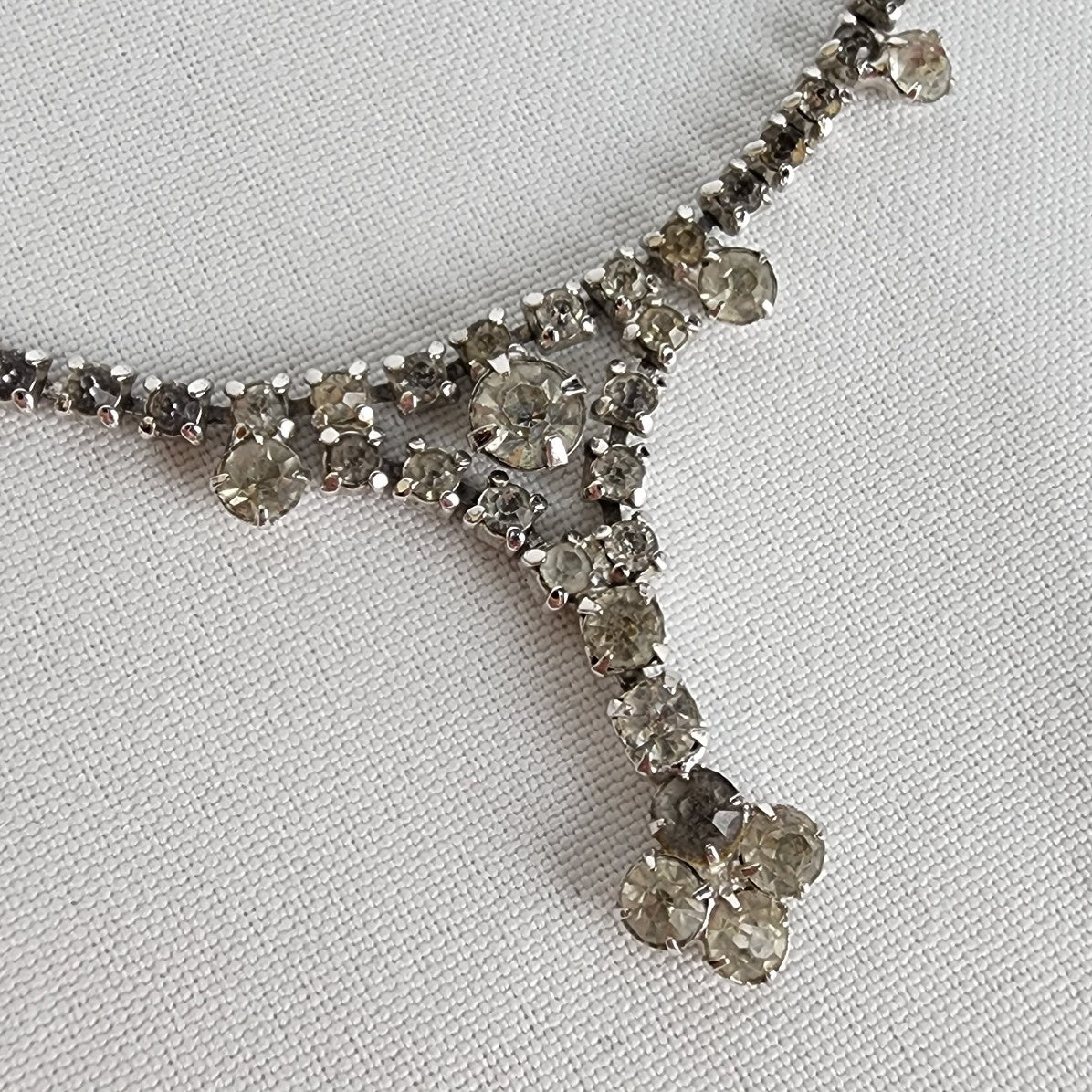 Vintage Silver Rhinestone Collar Necklace