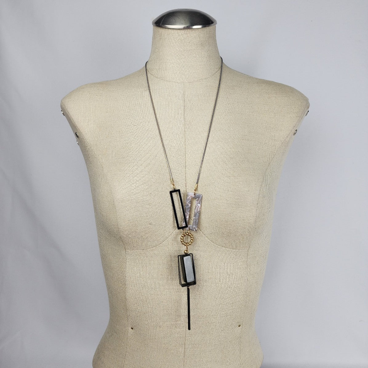 Green & Pink Light Weight Y Necklace