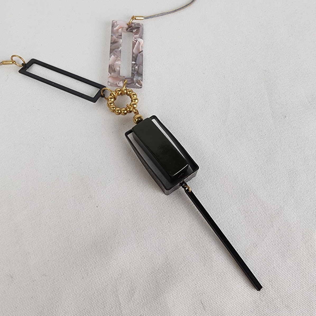 Green & Pink Light Weight Y Necklace