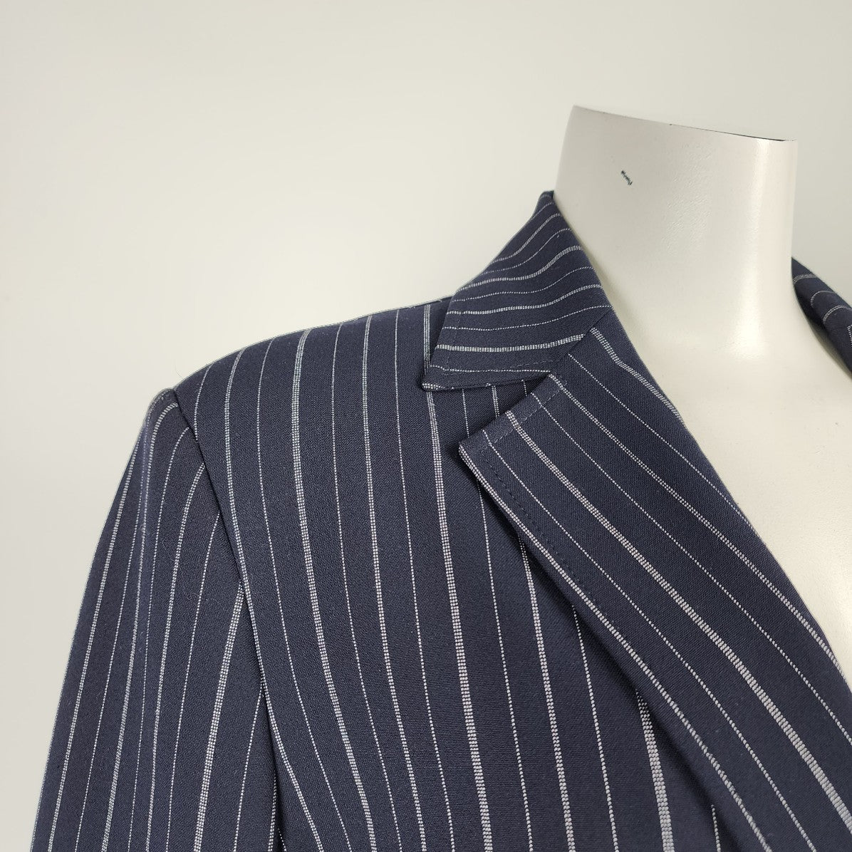 Nine West Suit Navy Pin Striped Peplum Blazer Size 16
