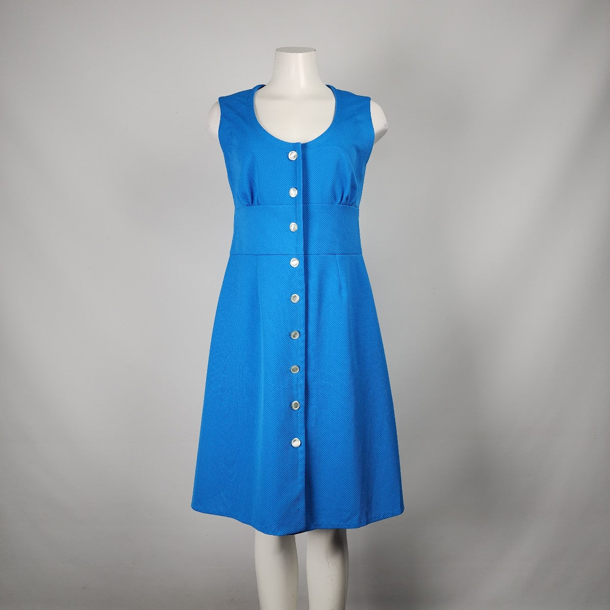 Vintage Blue Button Up A Line Dress Size S/M