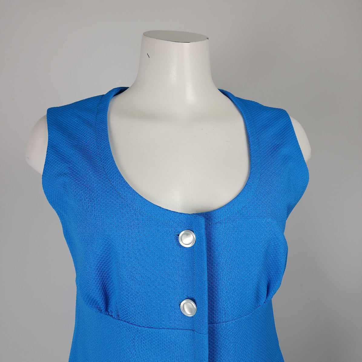 Vintage Blue Button Up A Line Dress Size S/M