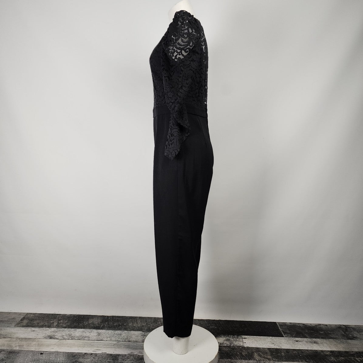 H&M Black Lace Puff Sleeve Jumpsuit Size M