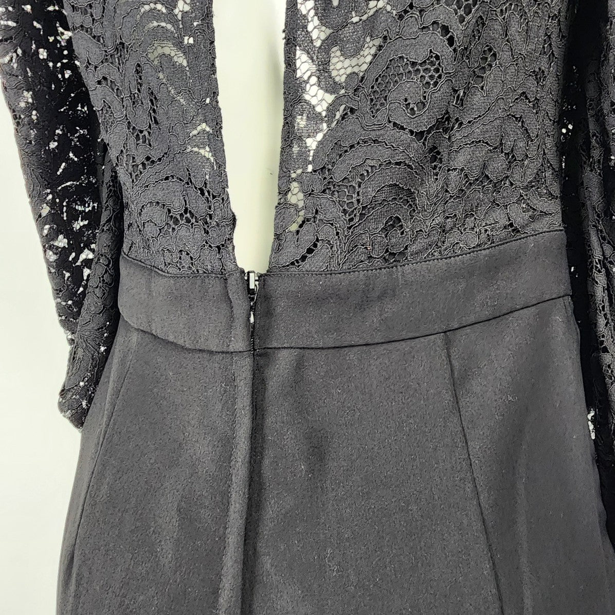 H&M Black Lace Puff Sleeve Jumpsuit Size M