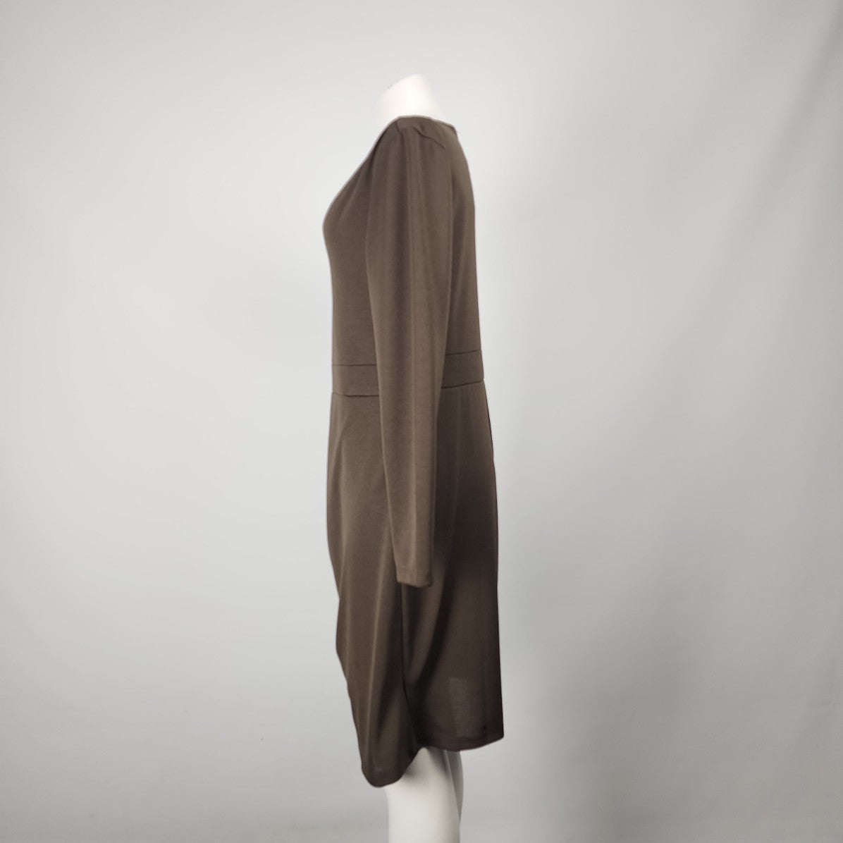 Dynamite Brown Long Sleeve Ruched Knee Length Dress Size L/XL