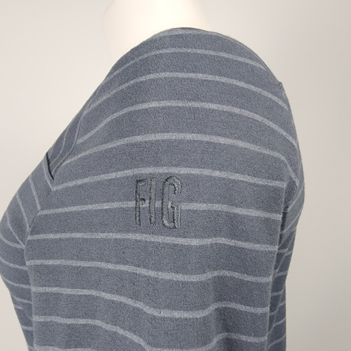 Fig Voyage Grey Striped Jersey Long Sleeve Dress Size M