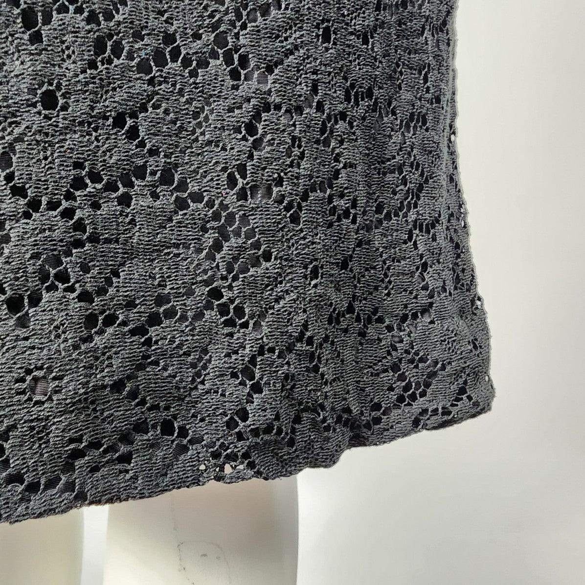 Vintage Wendy Lane Black Lace Long Sleeve Sheath Dress Size M