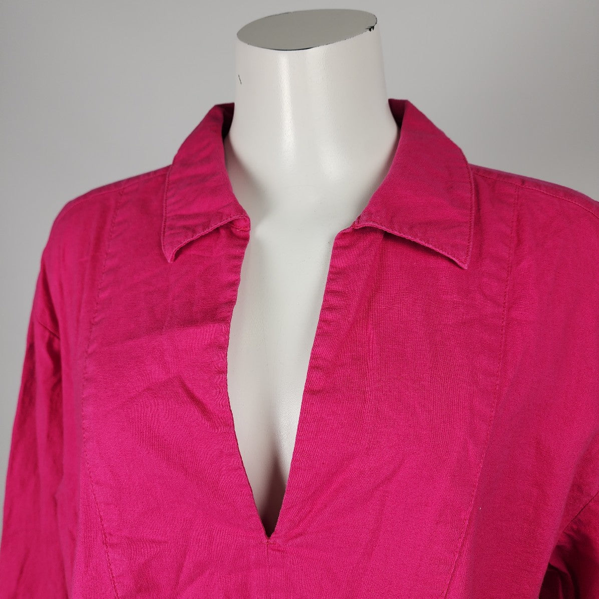 H&M Pink V Neck Collared Blouse Size M/L