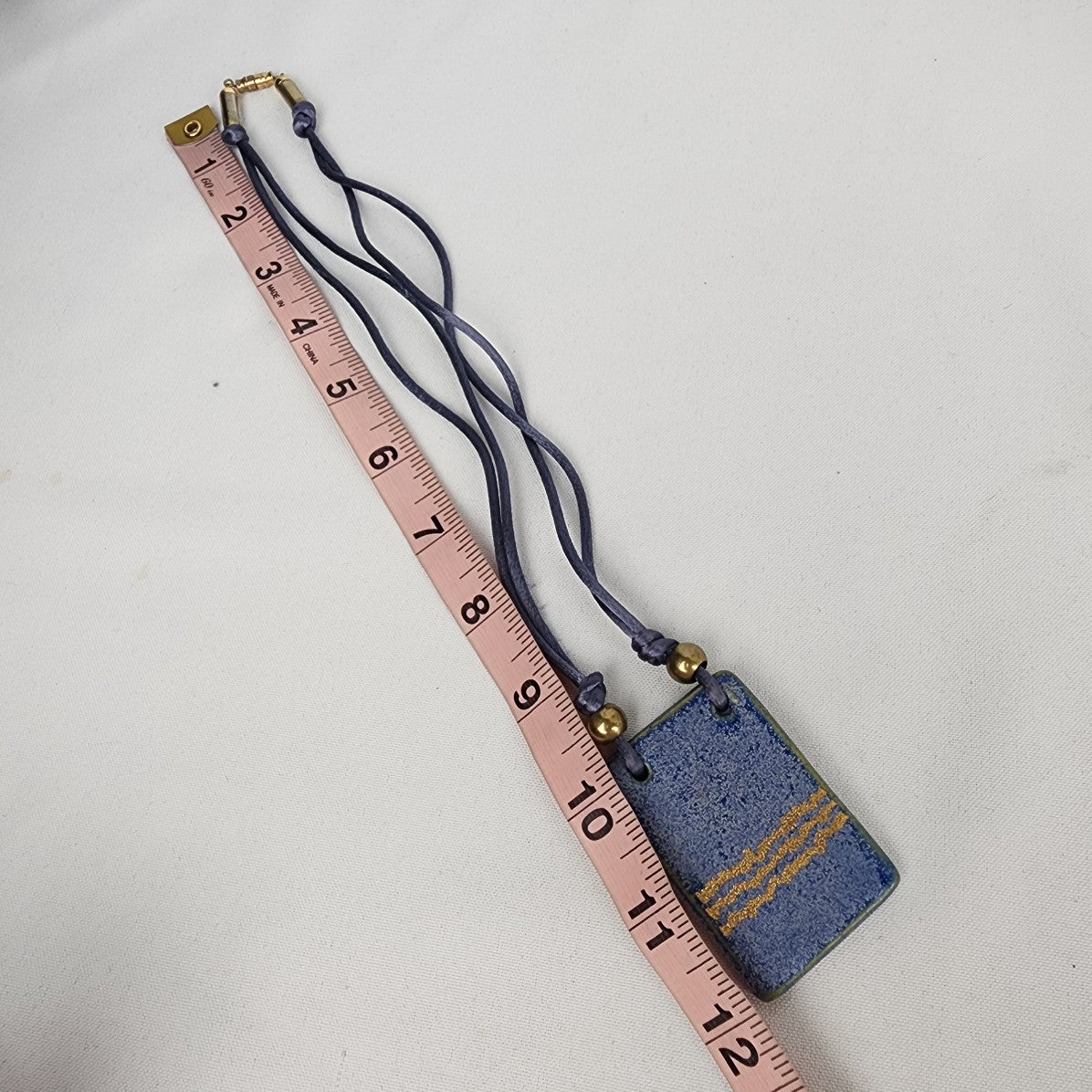 Handmade Blue & Gold Ceramic Pendant Necklace