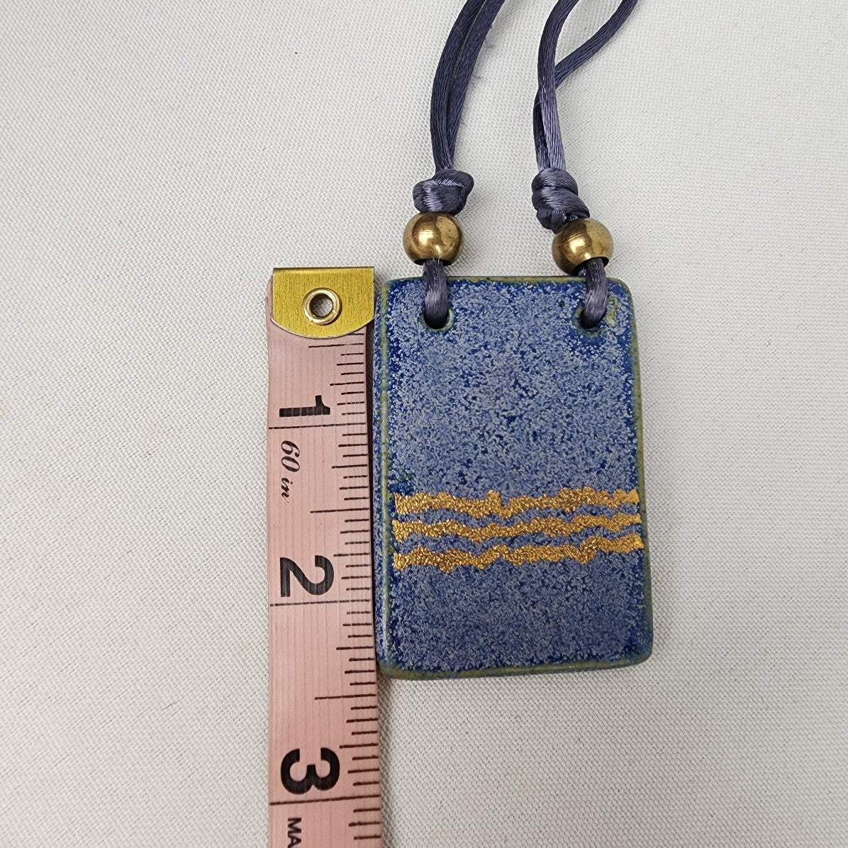 Handmade Blue & Gold Ceramic Pendant Necklace
