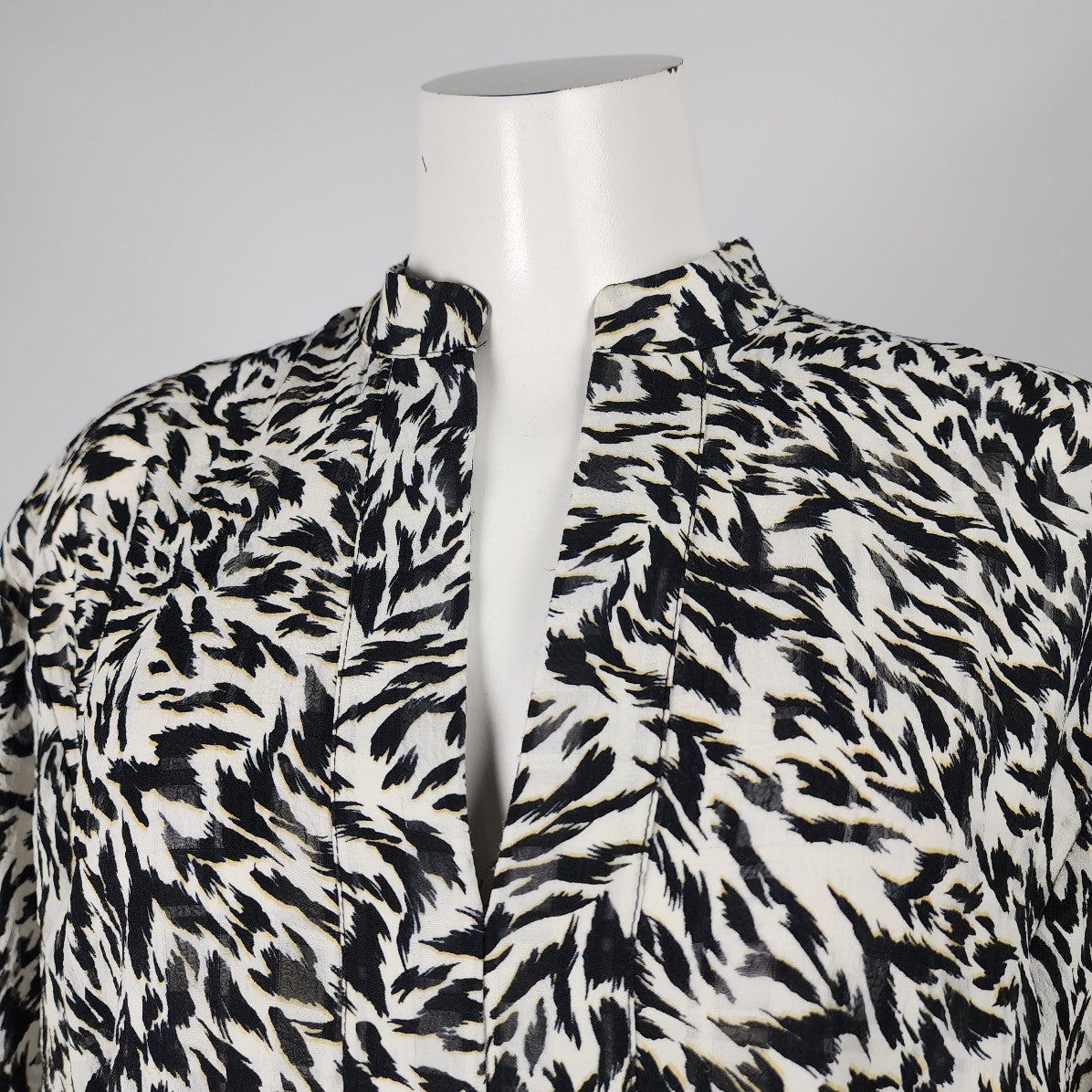 Soaked In Luxury Black Animal Print Blouse Size S