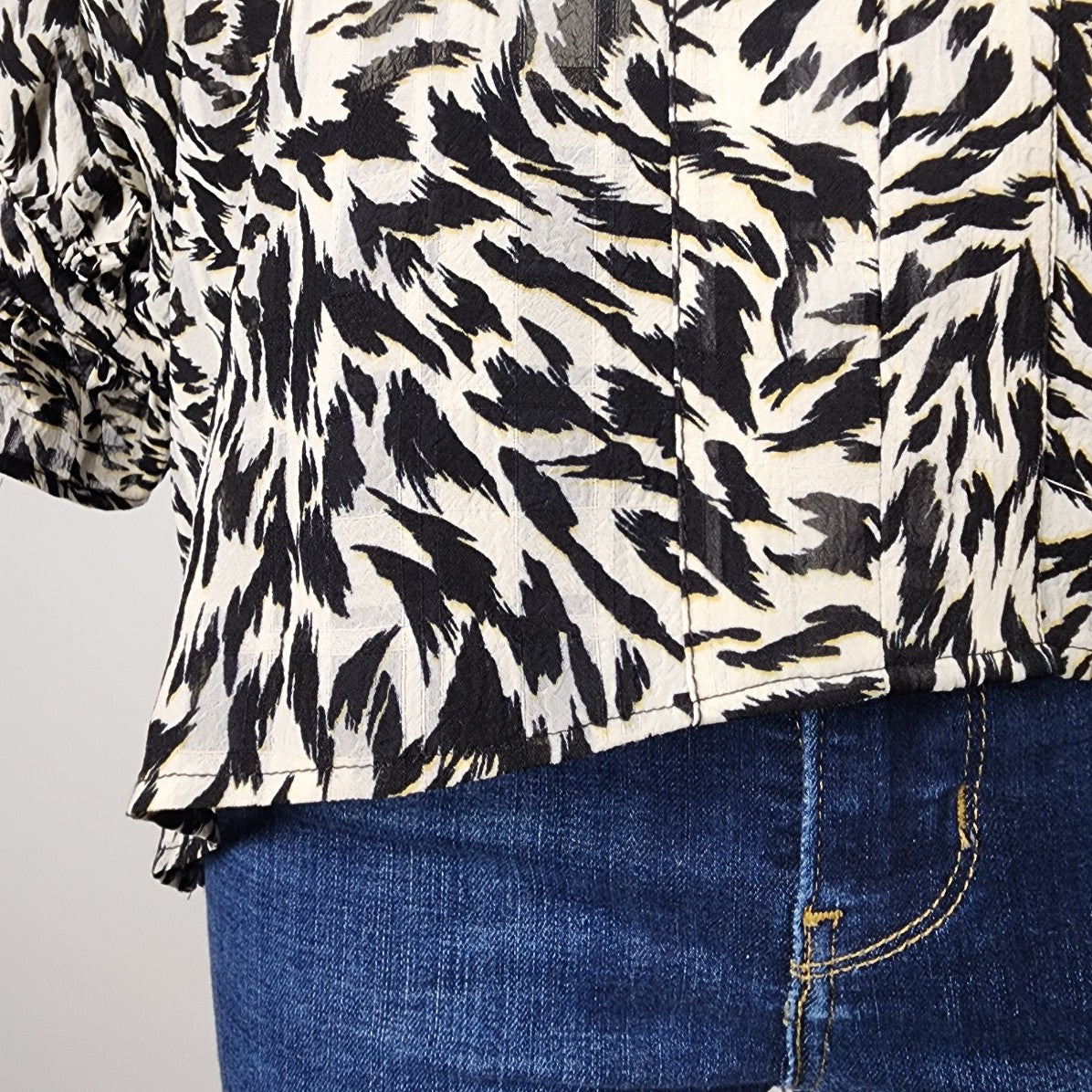 Soaked In Luxury Black Animal Print Blouse Size S