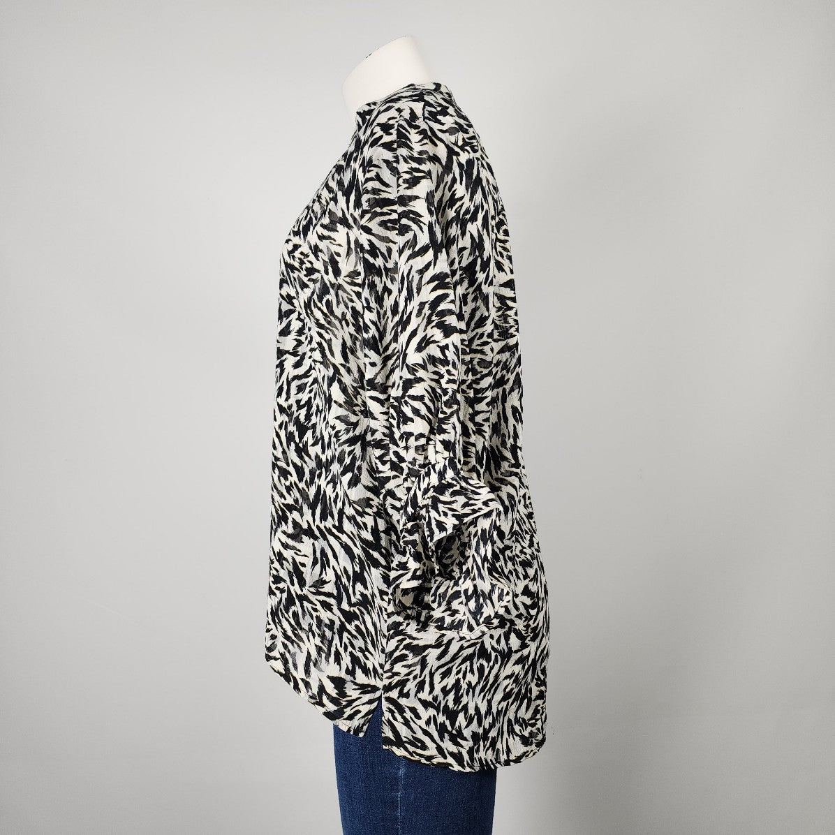 Soaked In Luxury Black Animal Print Blouse Size S