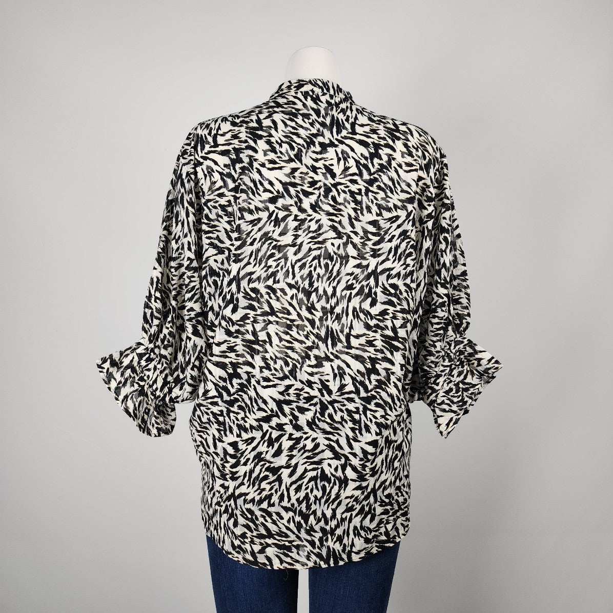 Soaked In Luxury Black Animal Print Blouse Size S