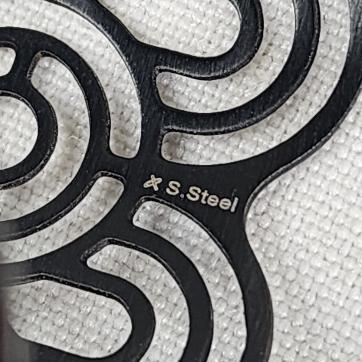 X S. Steel Black Laser Cut Cuff Bracelet