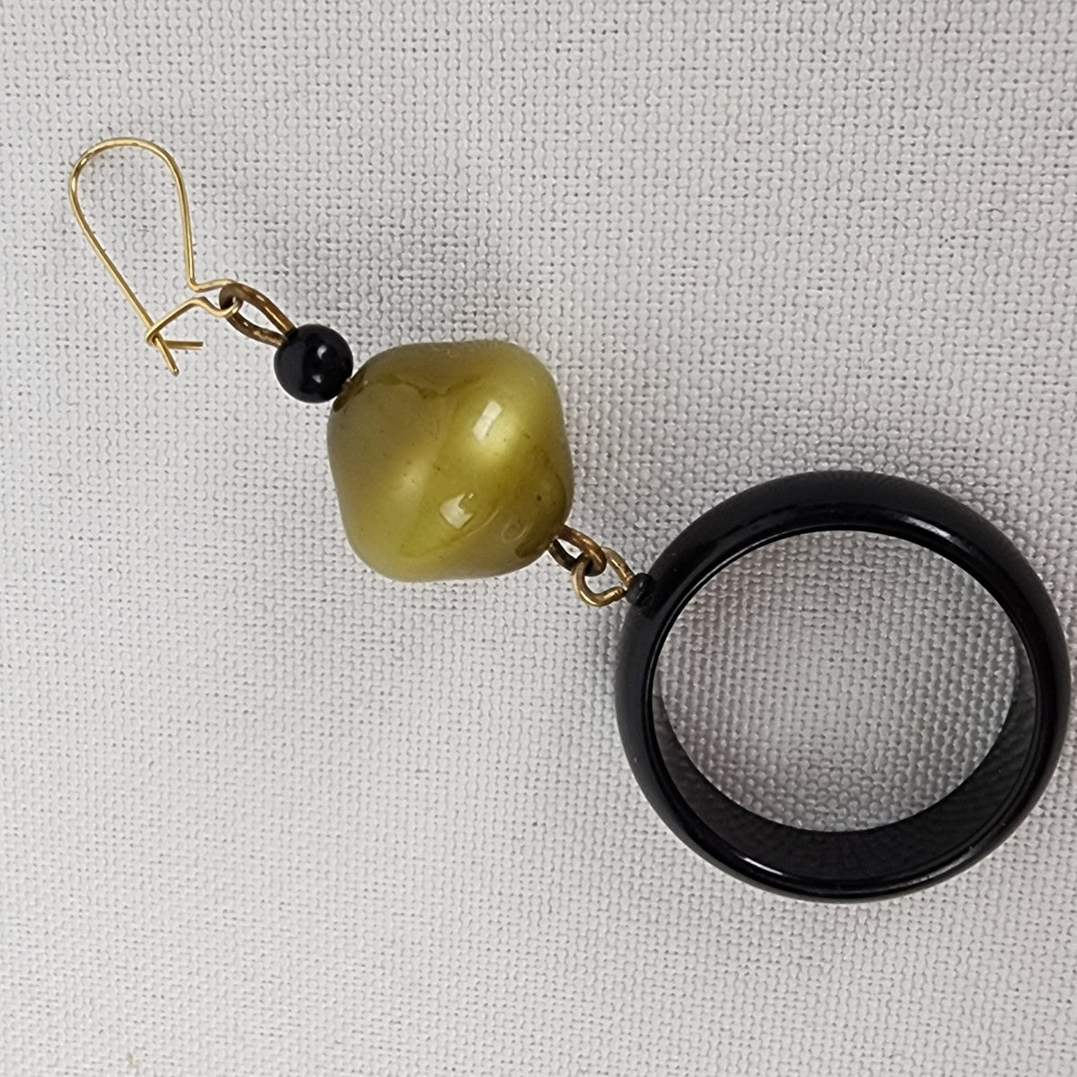 Vintage Green & Black Hoop Beaded Earrings
