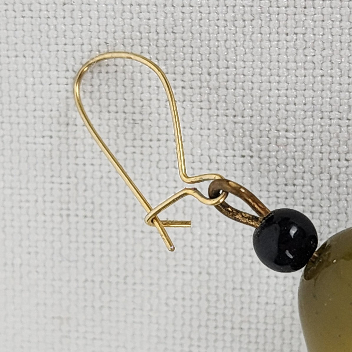 Vintage Green & Black Hoop Beaded Earrings