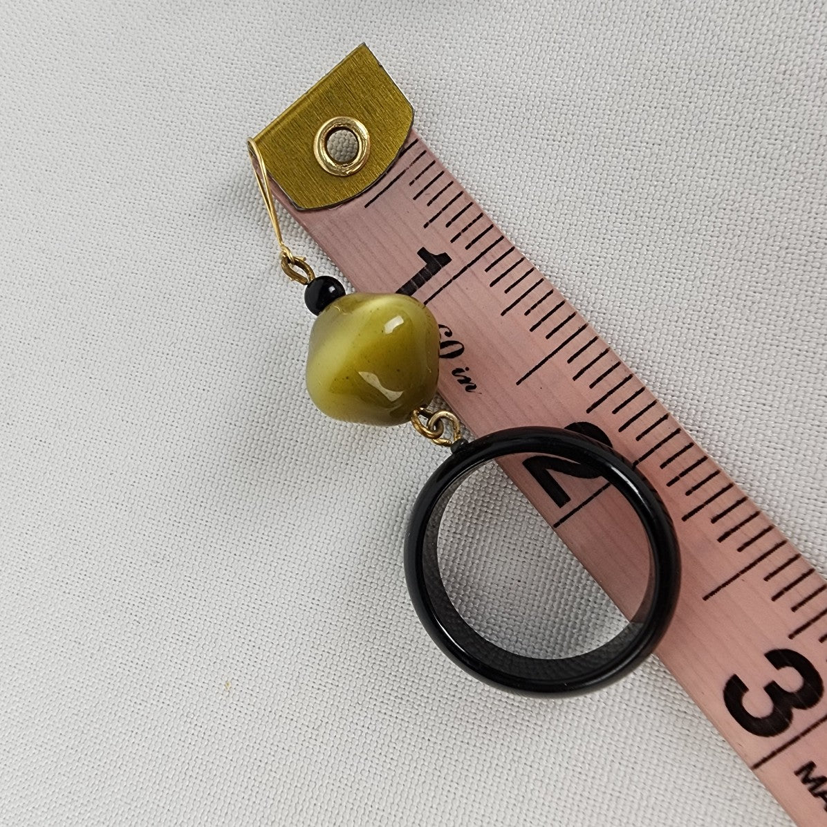 Vintage Green & Black Hoop Beaded Earrings