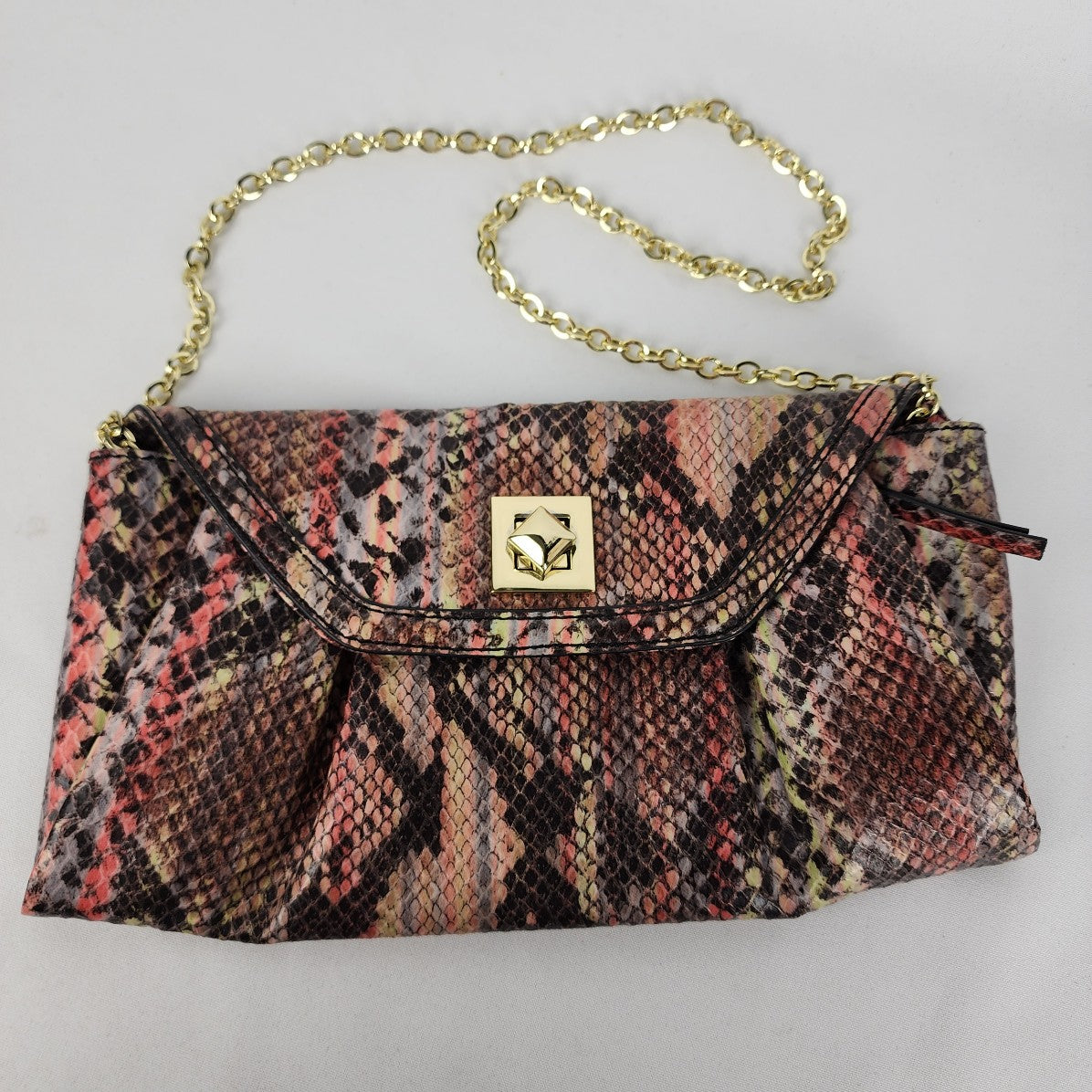 Nine West Pink Reptile Print Clutch Purse