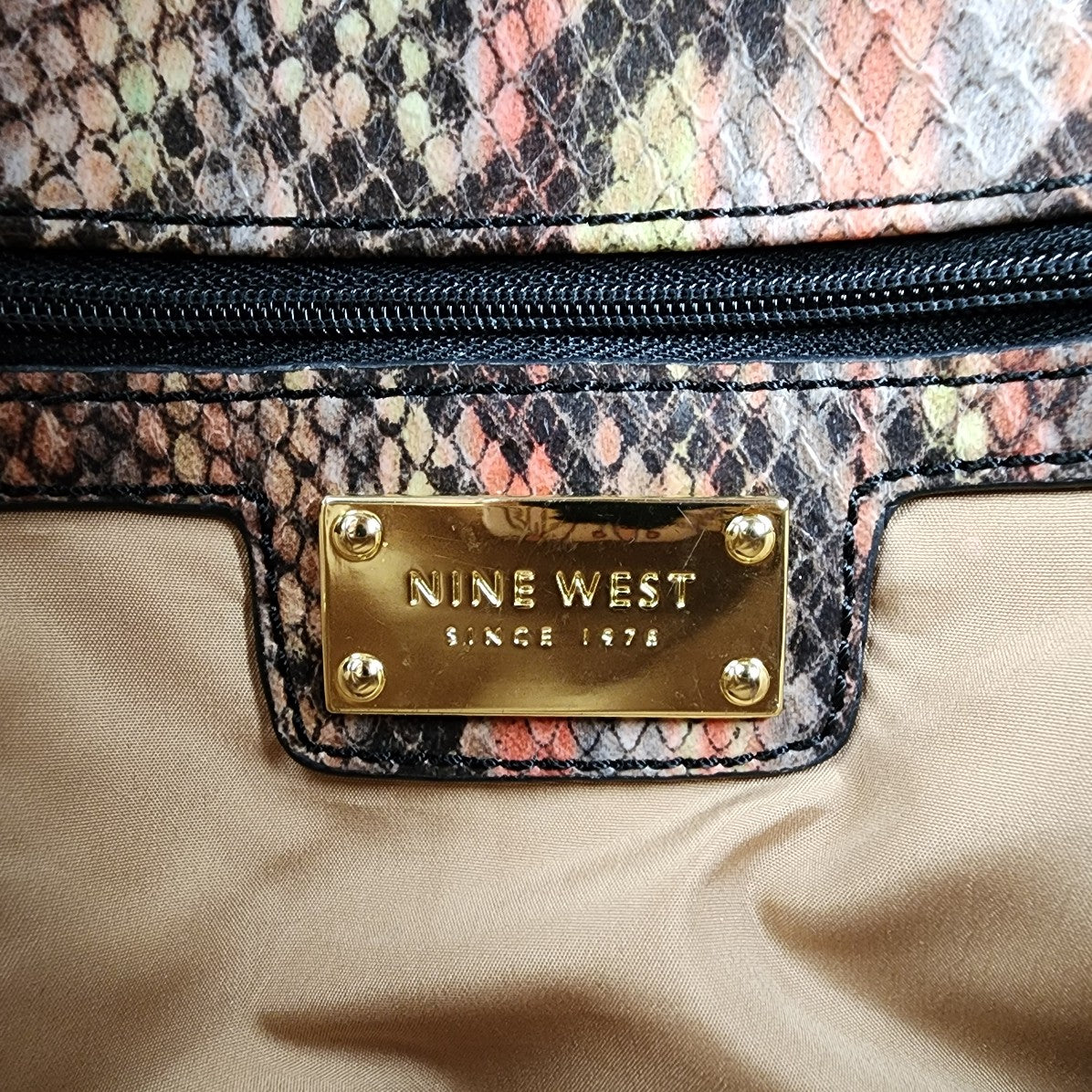 Nine West Pink Reptile Print Clutch Purse