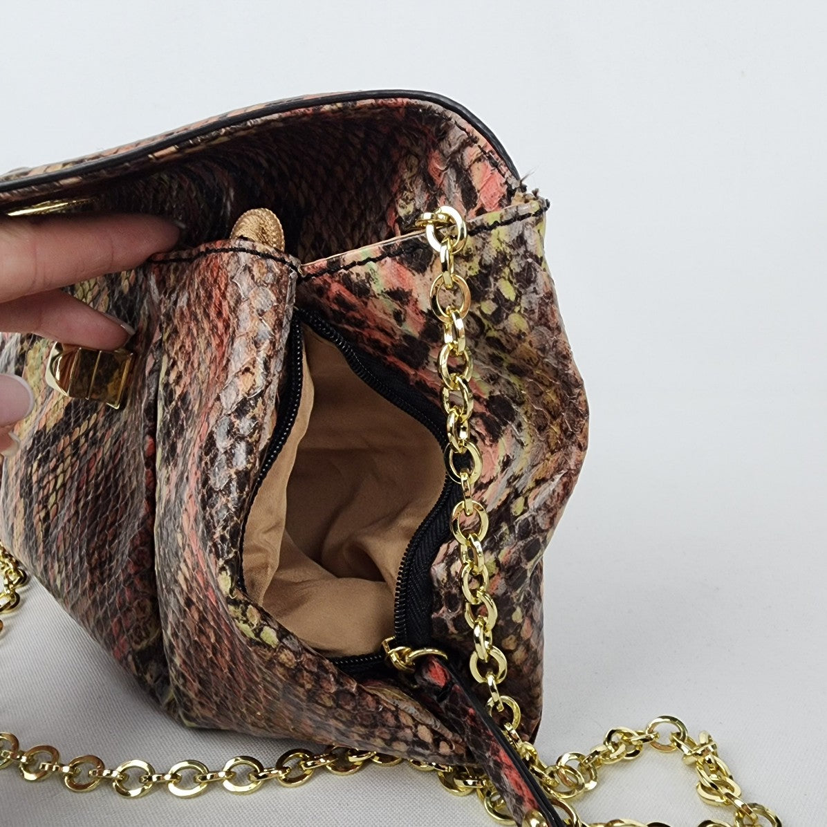 Nine West Pink Reptile Print Clutch Purse