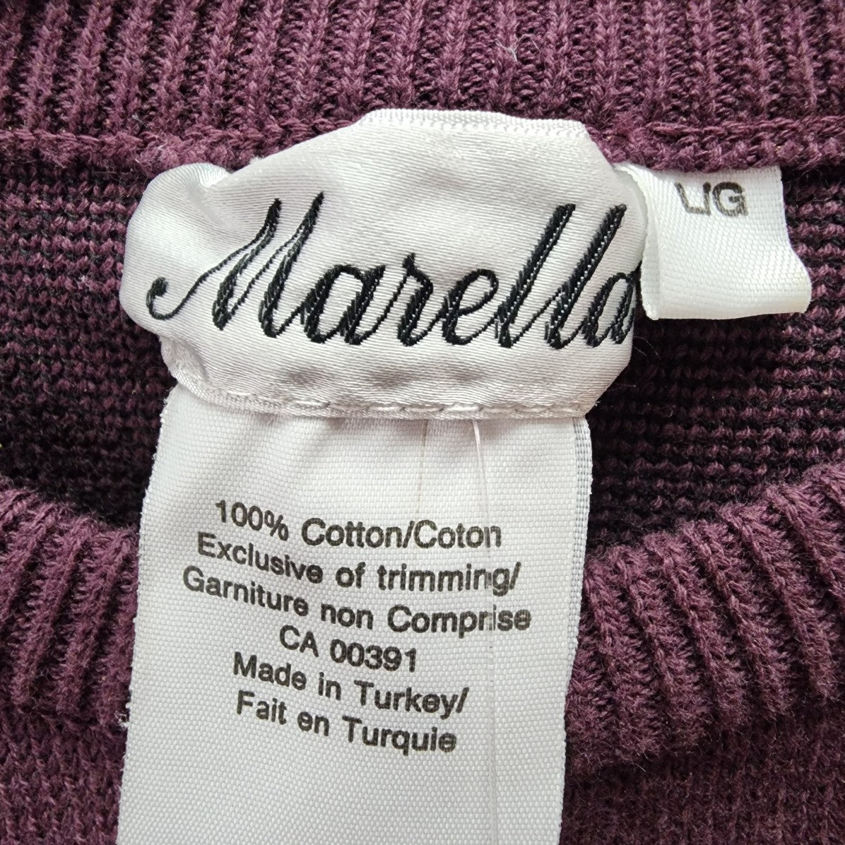 Vintage Marella Purple & Black Cotton Sweater Size M/L