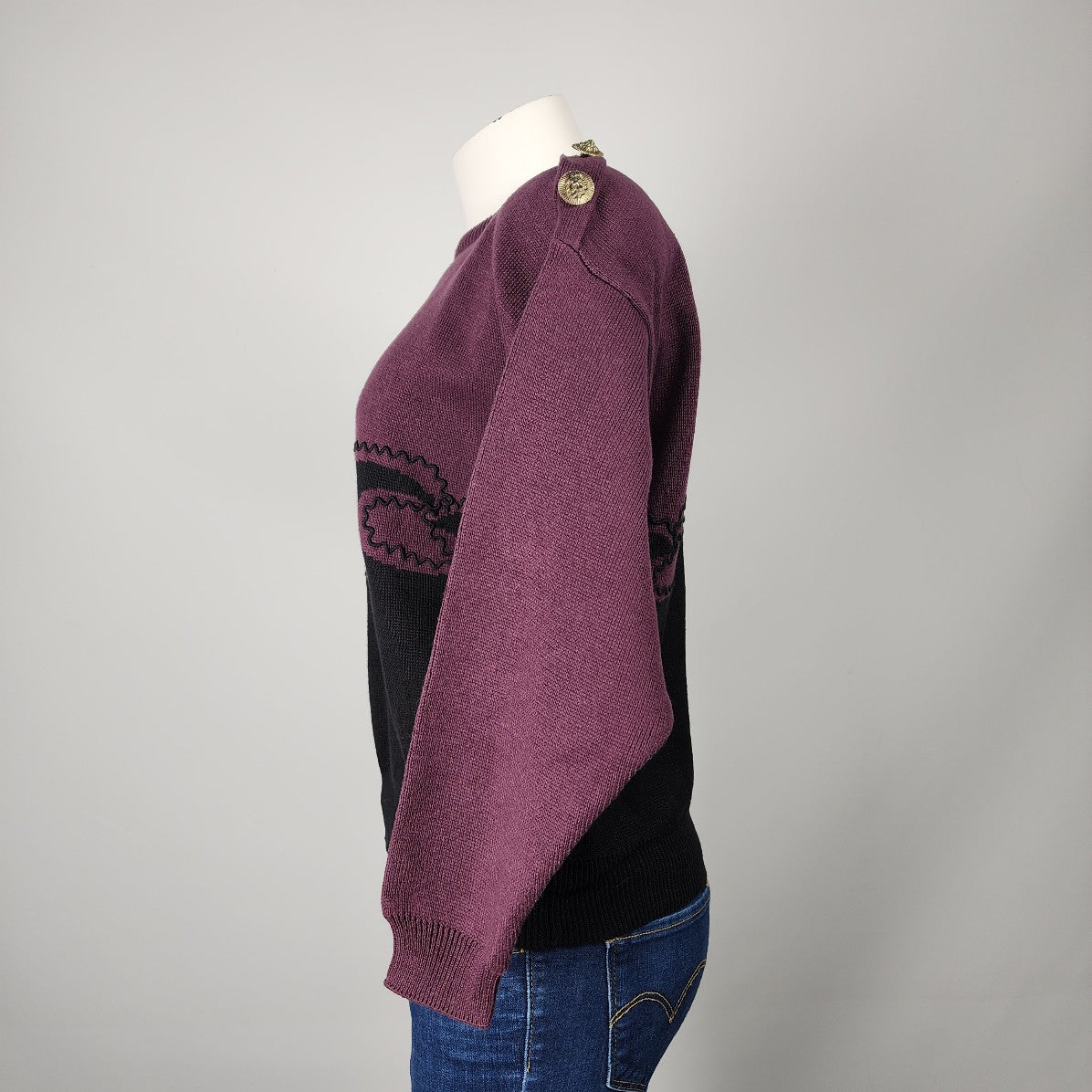 Vintage Marella Purple & Black Cotton Sweater Size M/L