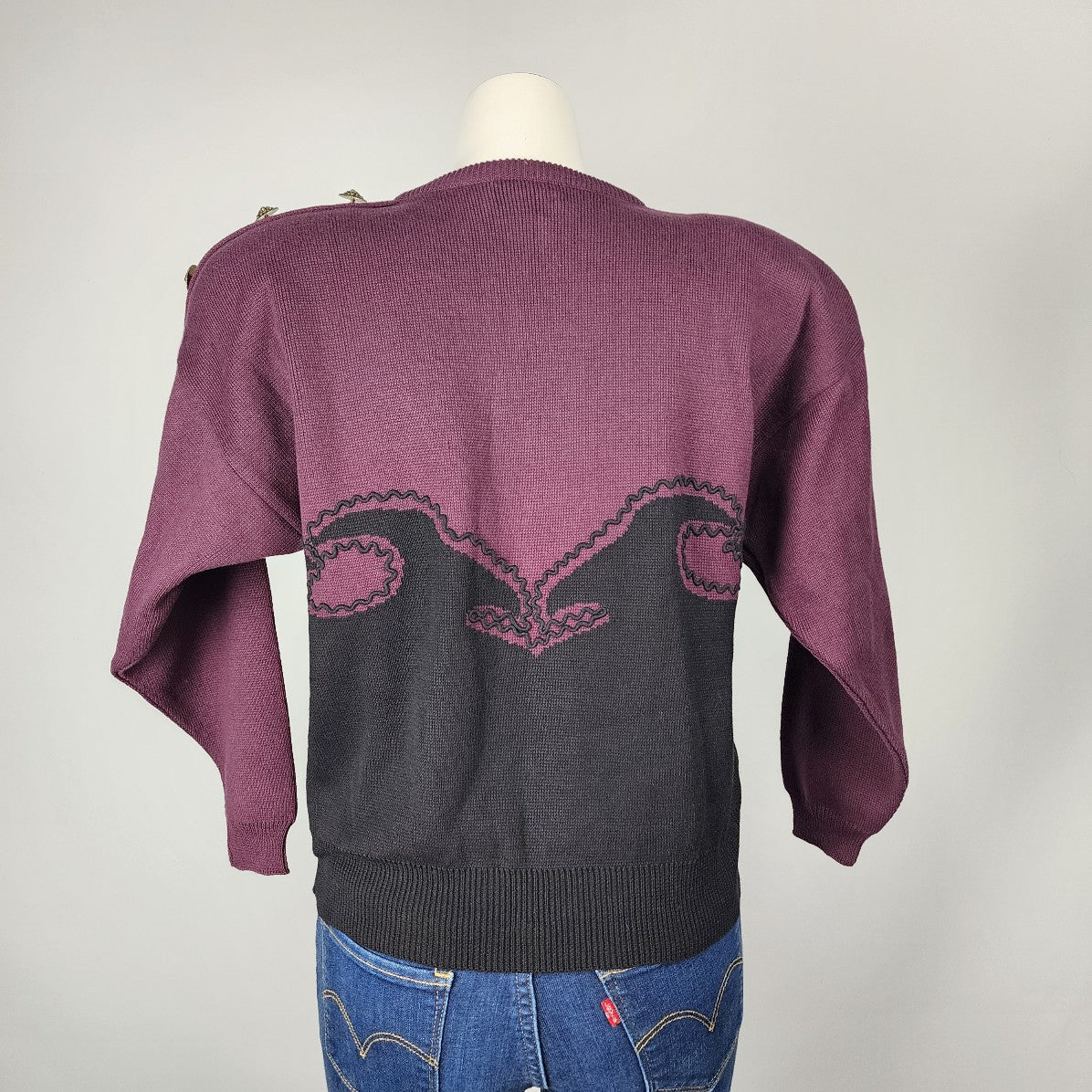 Vintage Marella Purple & Black Cotton Sweater Size M/L
