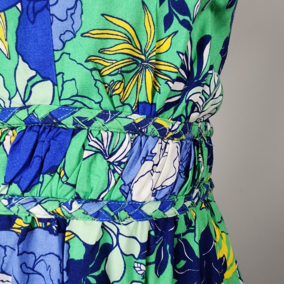 Japna Blue & Green Floral Summer Maxi Dress Size S
