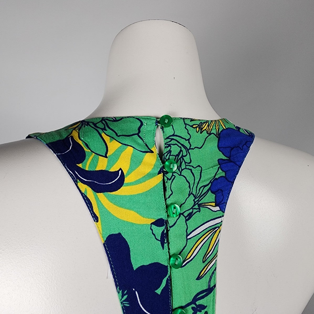 Japna Blue & Green Floral Summer Maxi Dress Size S