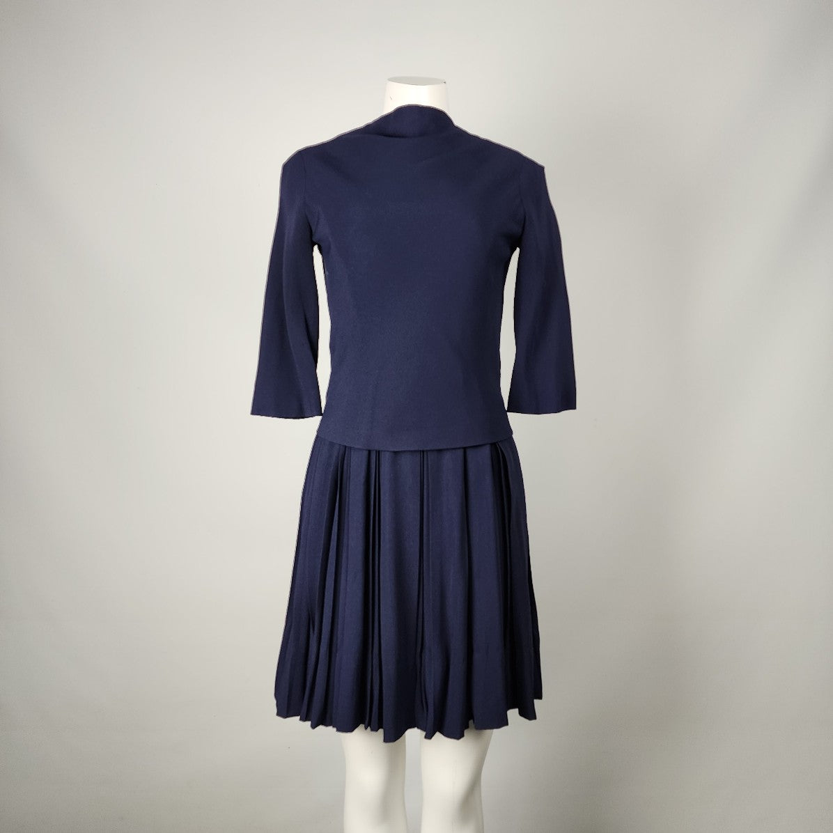 Teal Traina New York 1960s Navy Blue Top & Dress Set Size XS