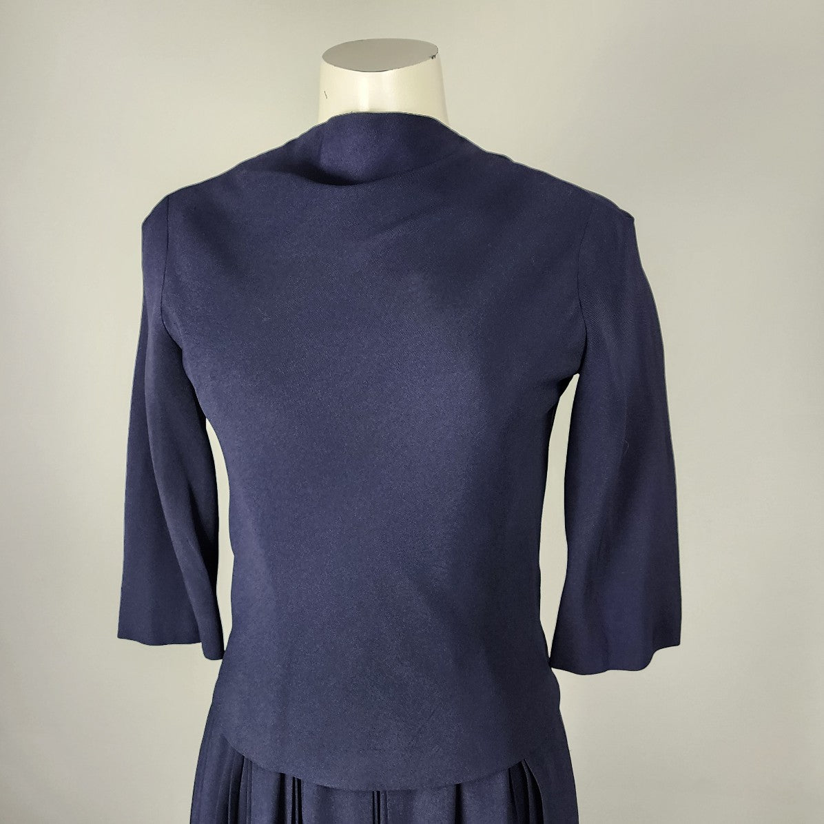 Teal Traina New York 1960s Navy Blue Top & Dress Set Size XS