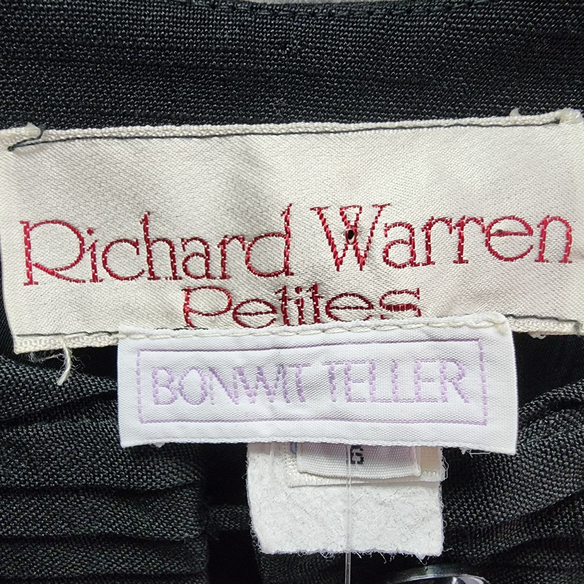 Vintage Richard Warren Bonwit Teller Black Linen Button Up Sheath Dress Size S