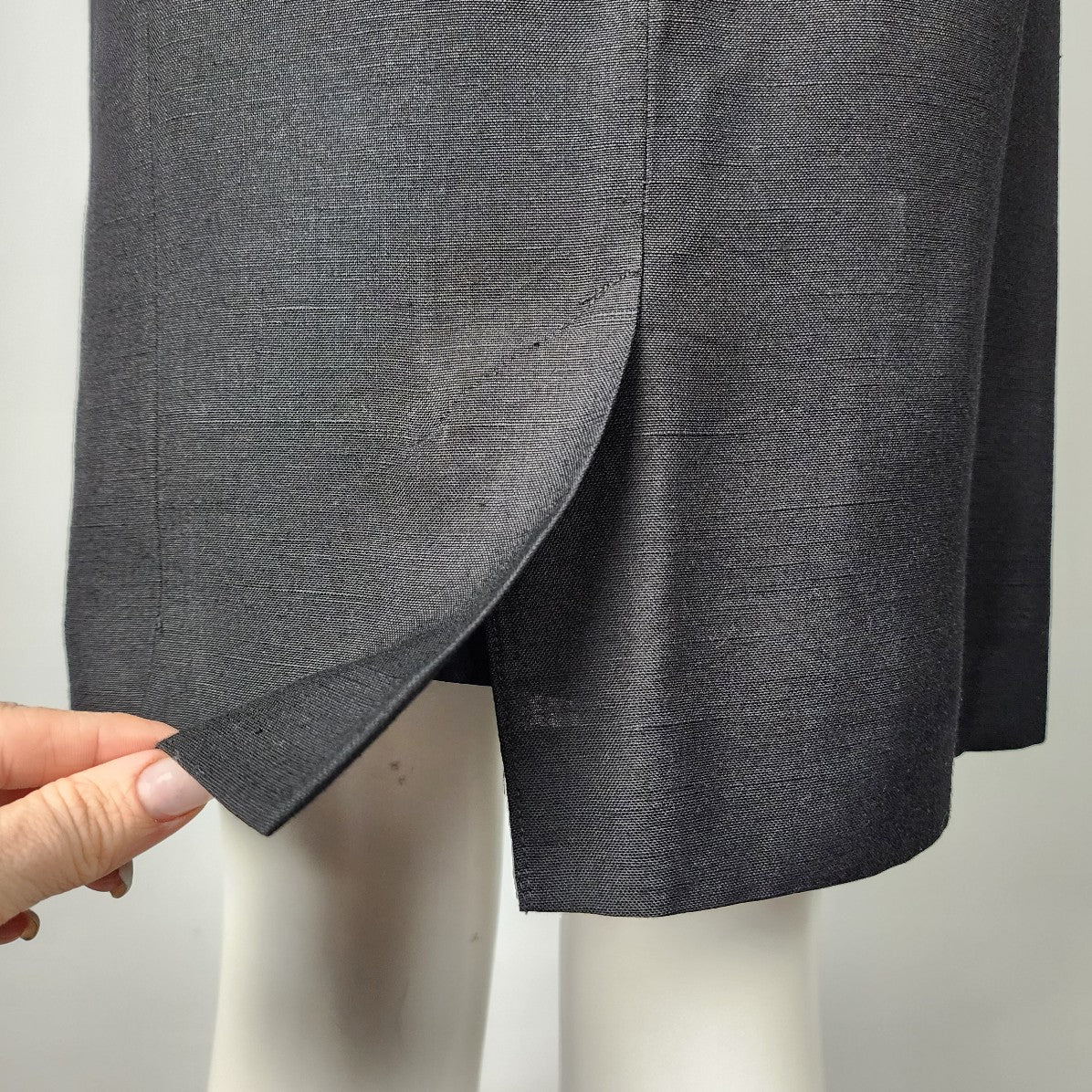 Vintage Richard Warren Bonwit Teller Black Linen Button Up Sheath Dress Size S