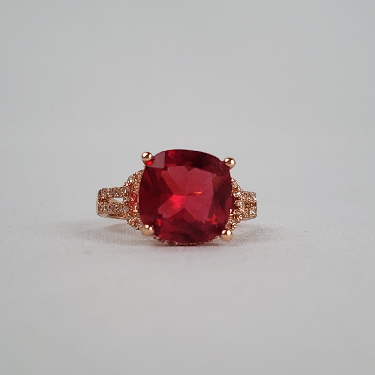 Rose Gold Red Stone Statement Ring Size 9