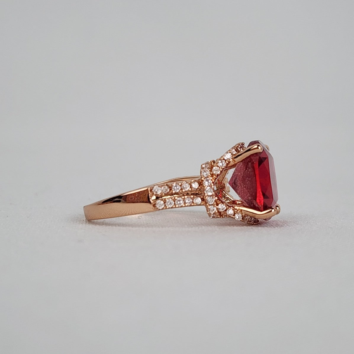 Rose Gold Red Stone Statement Ring Size 9