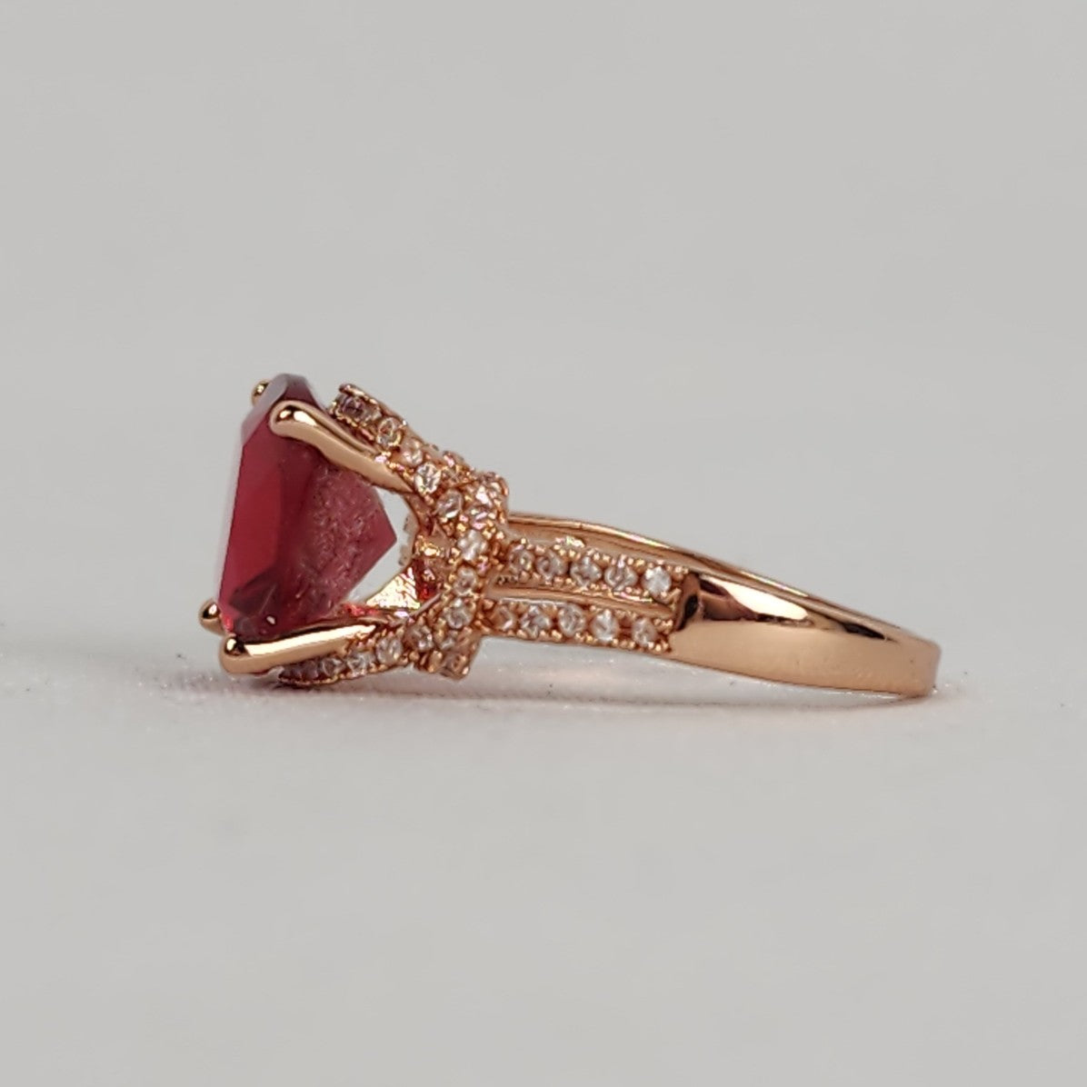 Rose Gold Red Stone Statement Ring Size 9