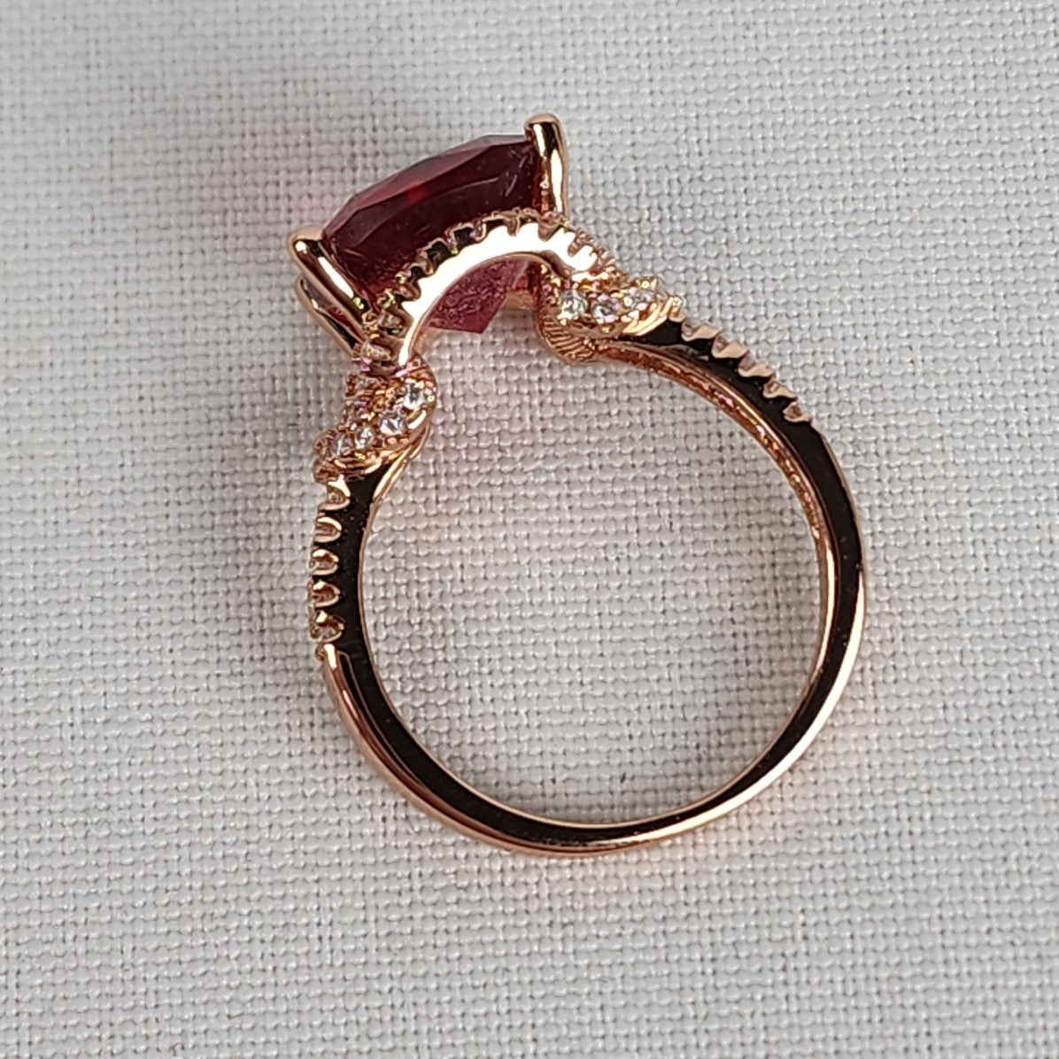 Rose Gold Red Stone Statement Ring Size 9