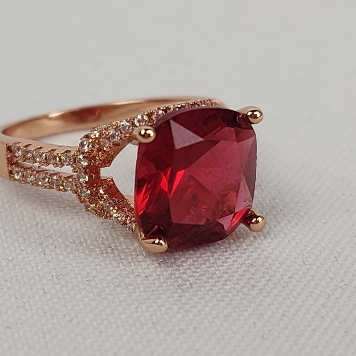 Rose Gold Red Stone Statement Ring Size 9