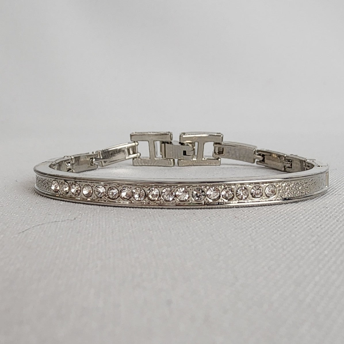 Silver Tone Clear Crystal Bracelet