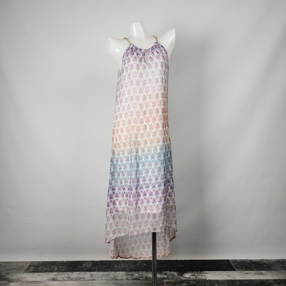 Tribal Femme Purple Hombre Chain Neckline High Low Dress Size XS