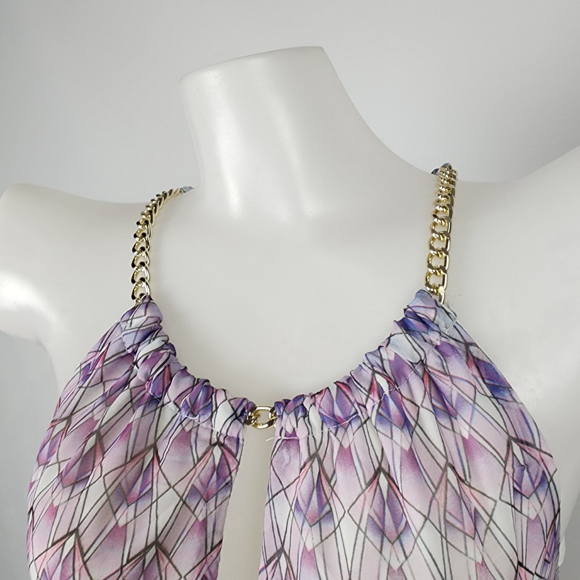 Tribal Femme Purple Hombre Chain Neckline High Low Dress Size XS