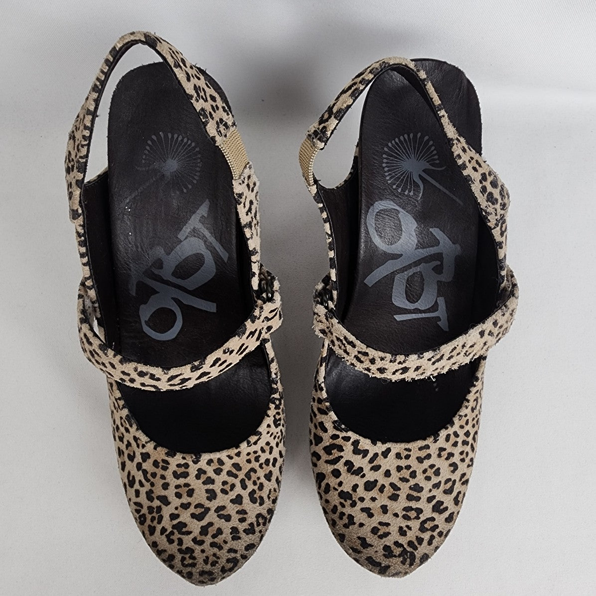 OTBT Animal Print Leather Calf Hair Wedge Heel Shoes Size 7.5