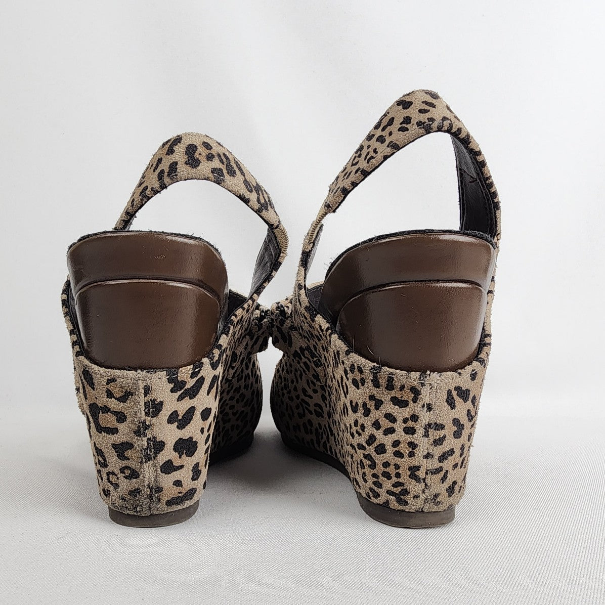 OTBT Animal Print Leather Calf Hair Wedge Heel Shoes Size 7.5