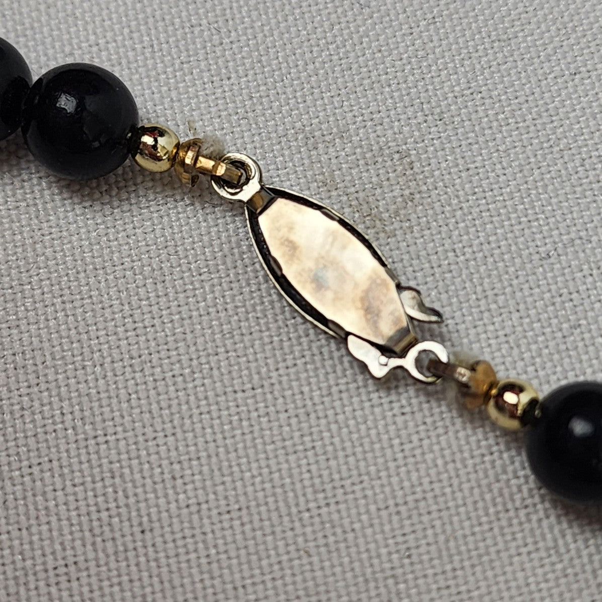 Vintage 80s Black & Gold Beaded Necklace