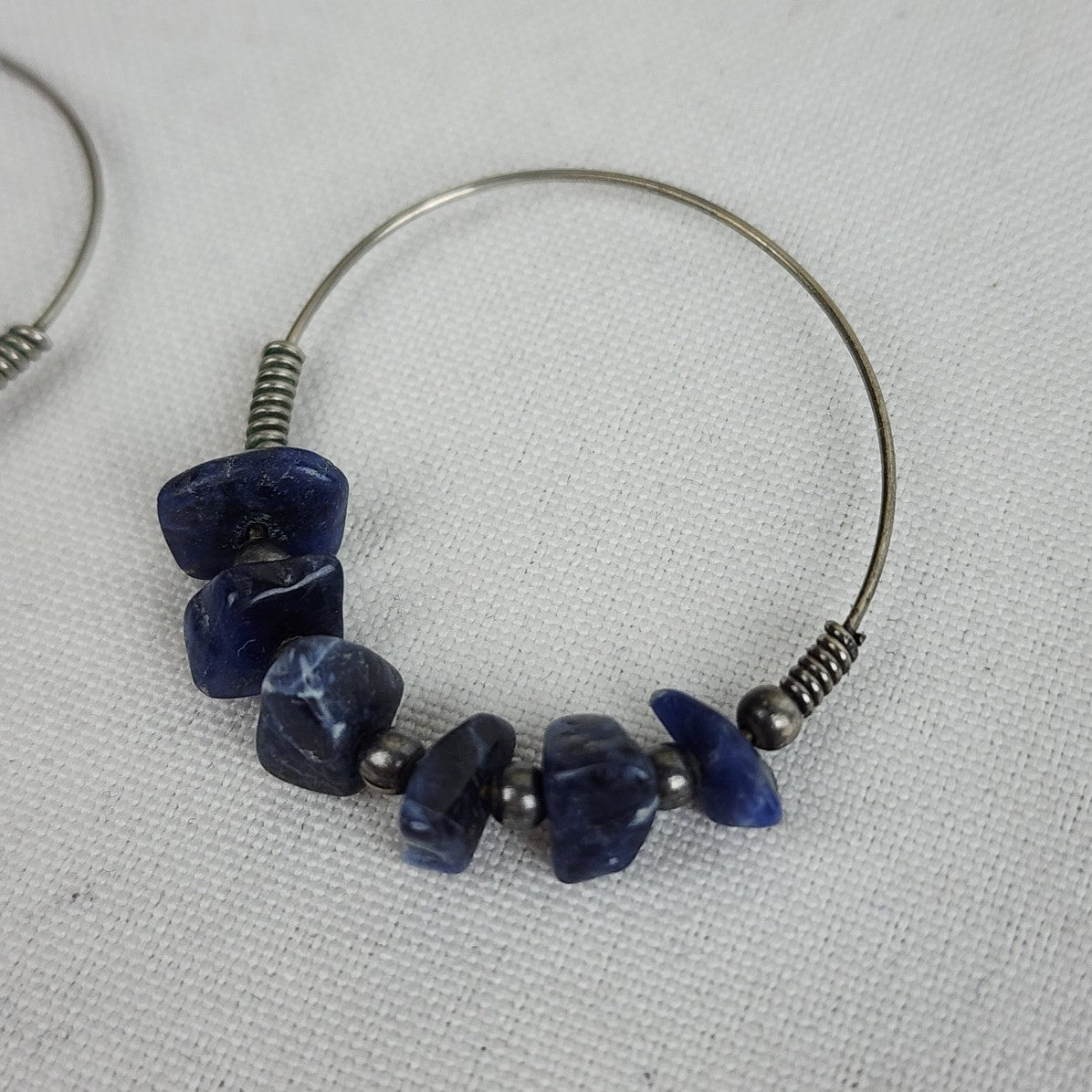 Blue Natural Stone Hoop Earrings