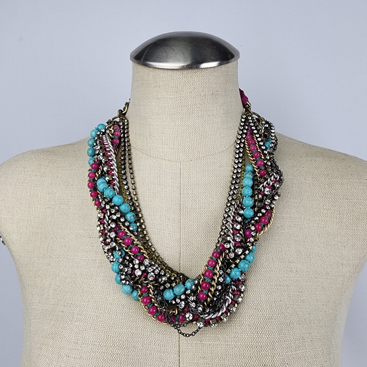Stella & Dot Bamboleo Bronze Beaded Braided Statement Necklace
