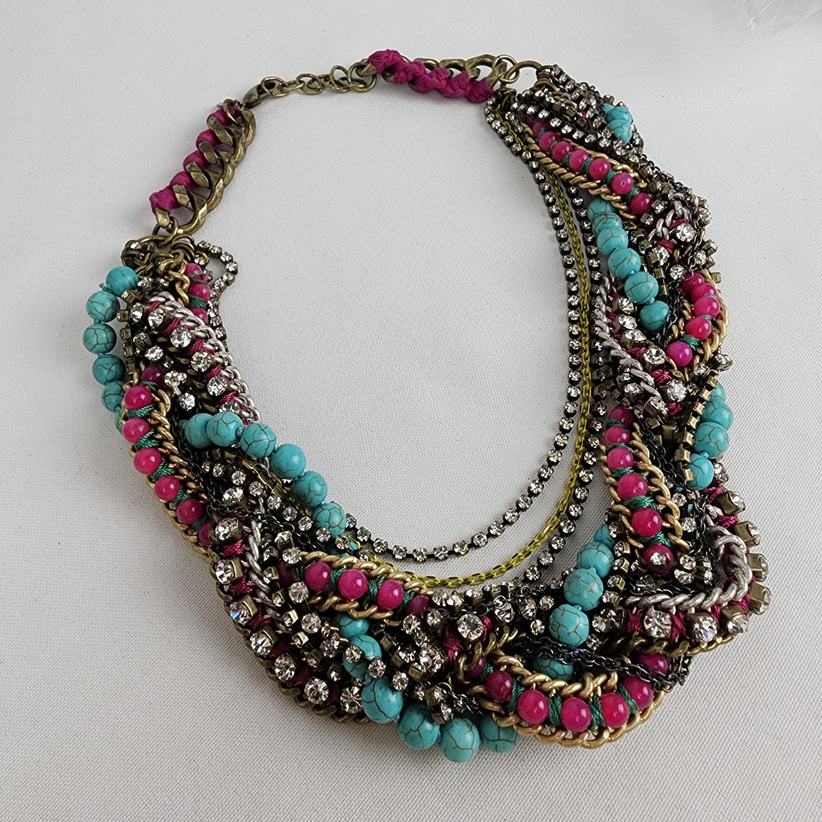 Stella & Dot Bamboleo Bronze Beaded Braided Statement Necklace