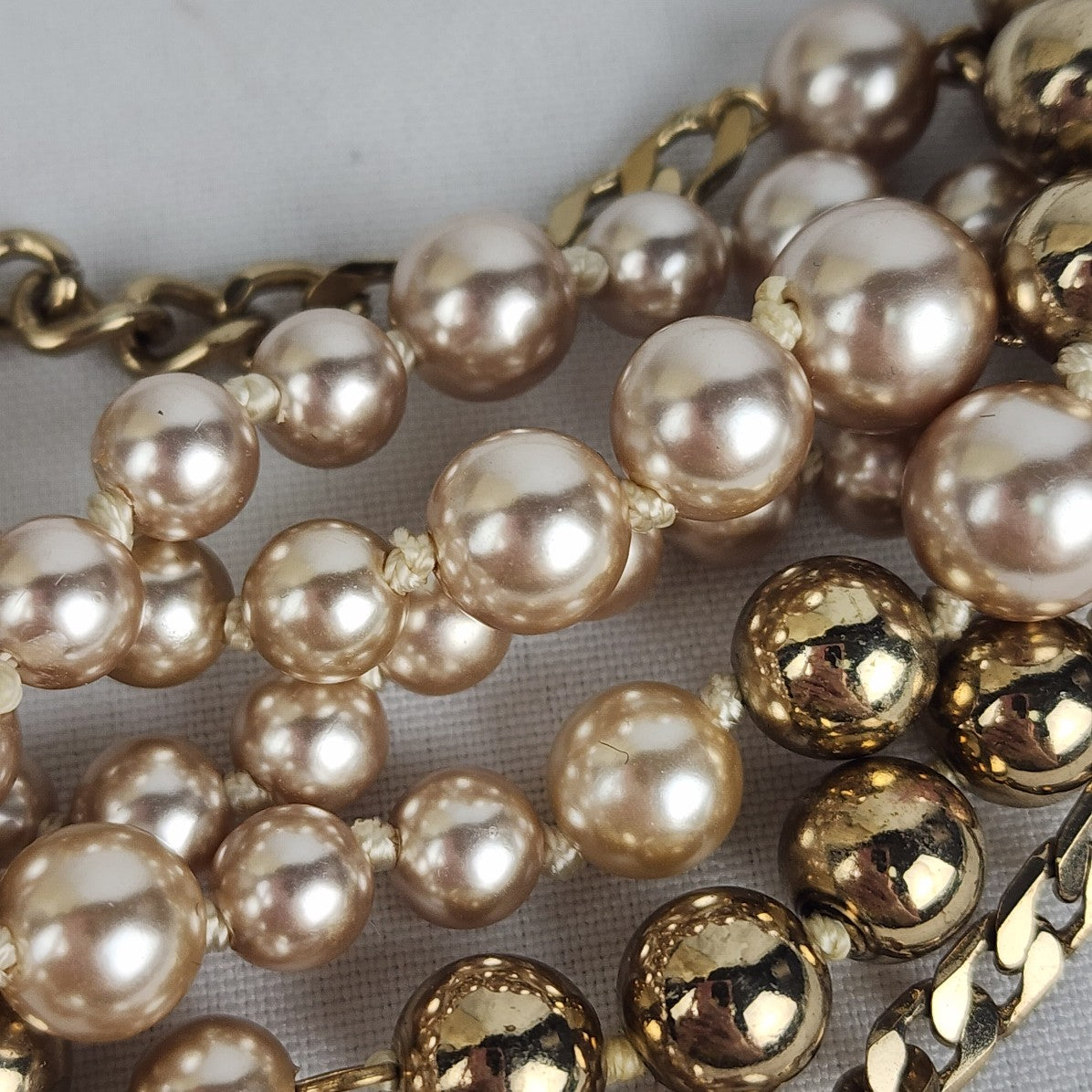 Stella & Dot Lucia Gold Chain Cream Faux Pearl Statement Necklace