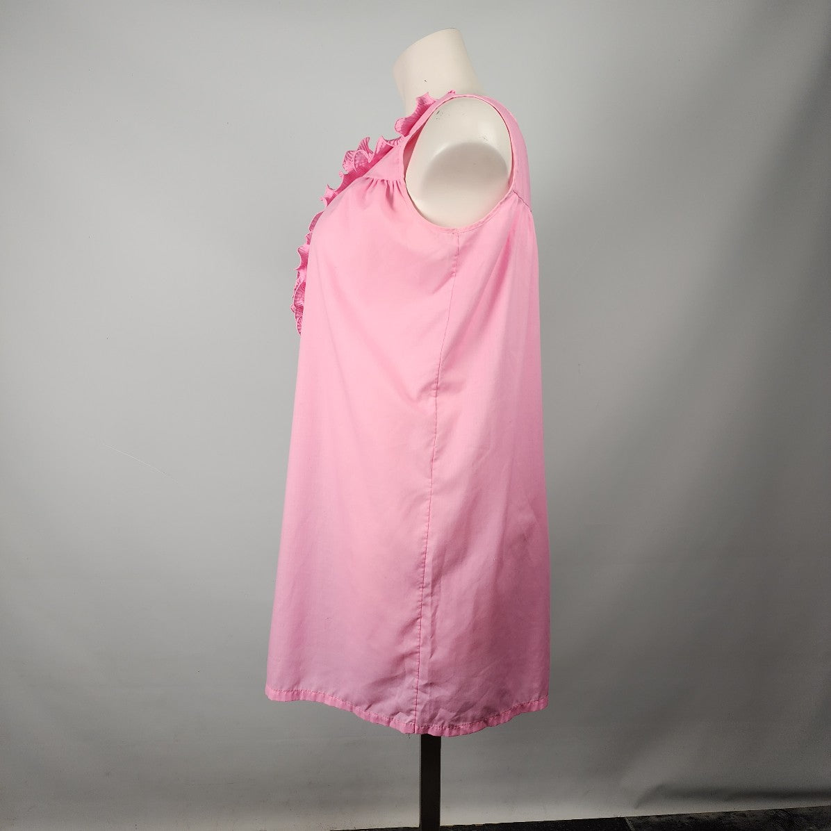Vintage Dorsay Pink Ruffled Neckline Lingerie Dress Size L/XL